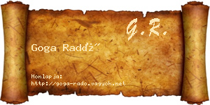 Goga Radó névjegykártya
